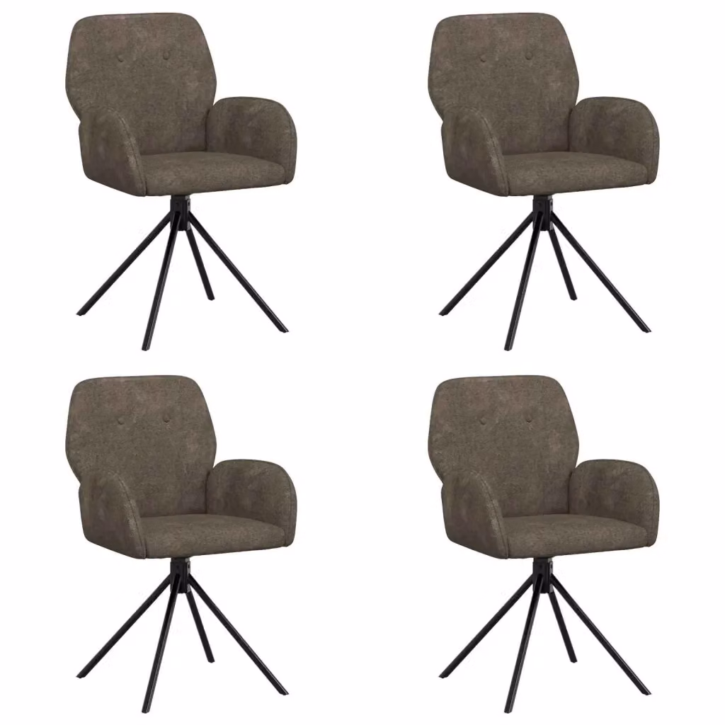 Set di 4 sedie da pranzo girevoli vidaXL in pelle scamosciata sintetica grigia con braccioli e base in metallo – 2