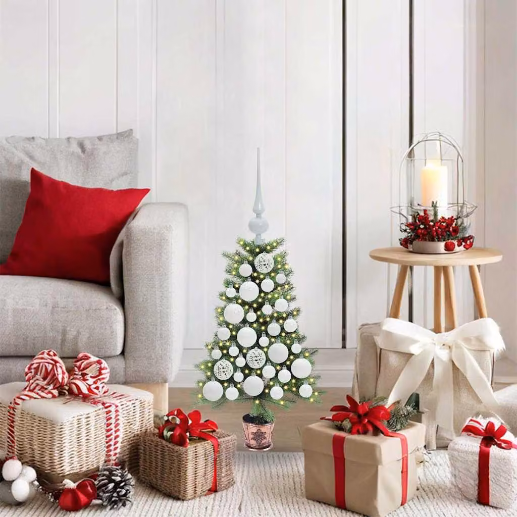 Maison Exclusive - Albero di Natale con 150 luci LED, base inclusa, colore verde, altezza 65 cm, materiale: polietilene
