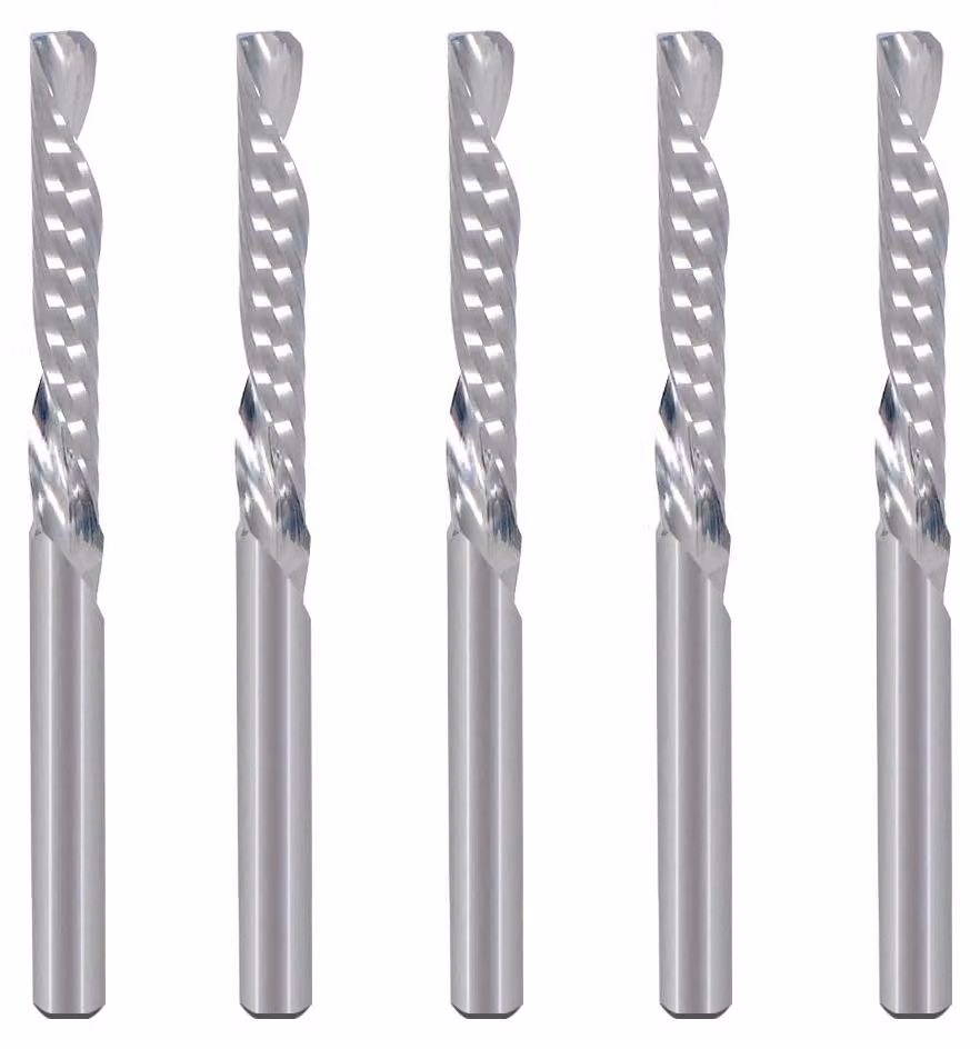 Fresatrice a spirale elicoidale, diametro 1/8 di pollice, per acrilico e legno, set da 5