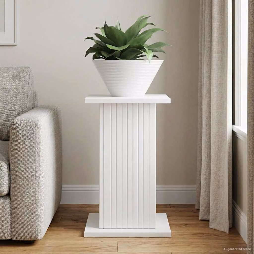vidaXL Supporto per piante moderno in legno MDF Bianco Lucido L/P/H: 30,5 x 30 x 43 cm