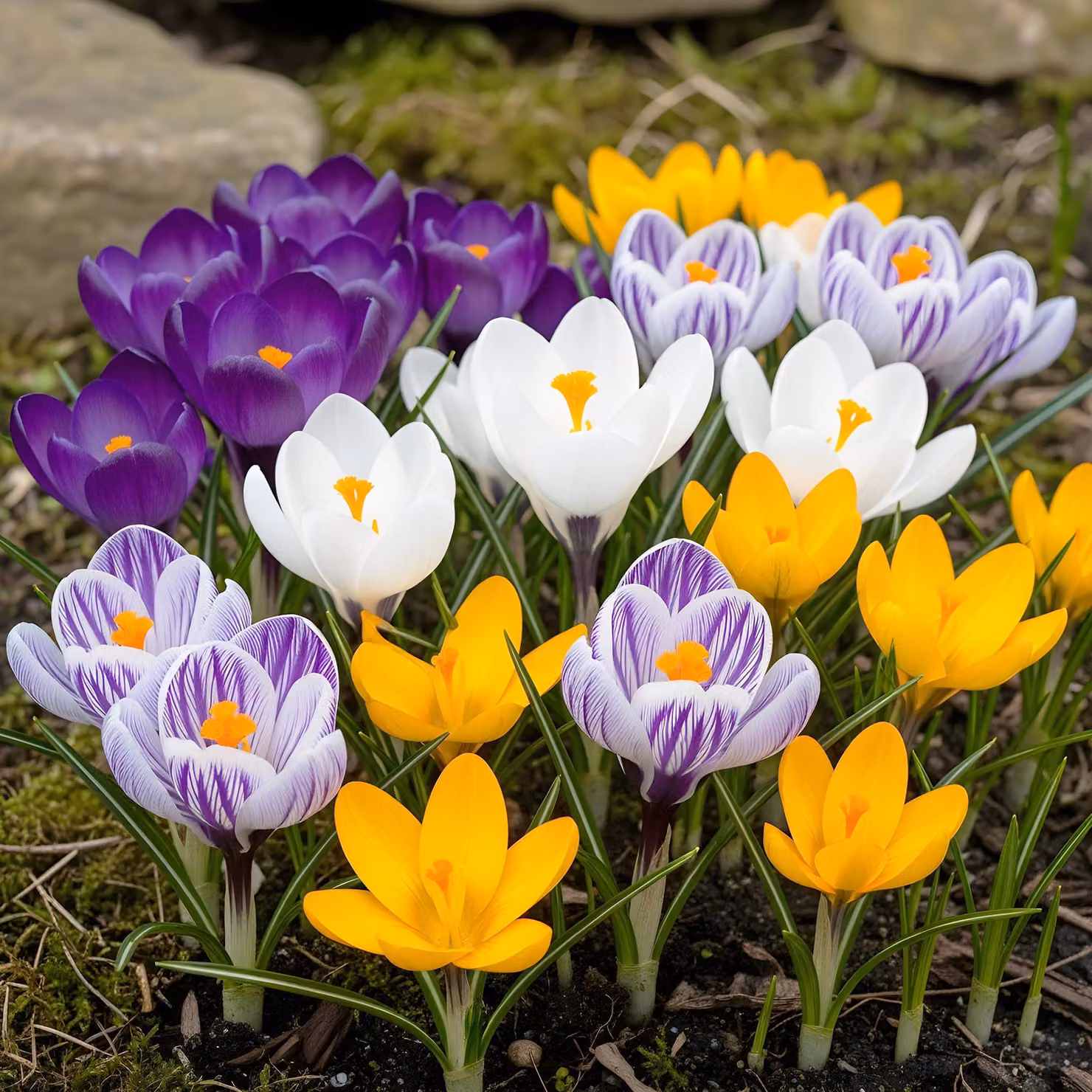 Bulbi da fiore Exotenherz - Crocus Crocus mix a fiore grande in vari colori colori (30 pezzi) diametro 7-8 cm