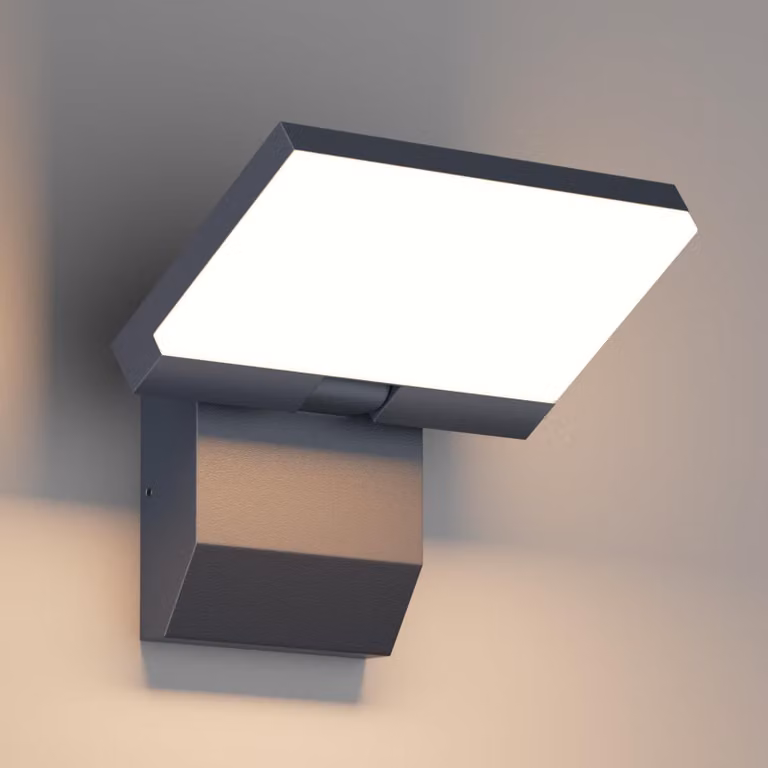 Lampada a LED da parete, 24 W, 3000 K, grado di protezione IP65, colore antracite, regolabile