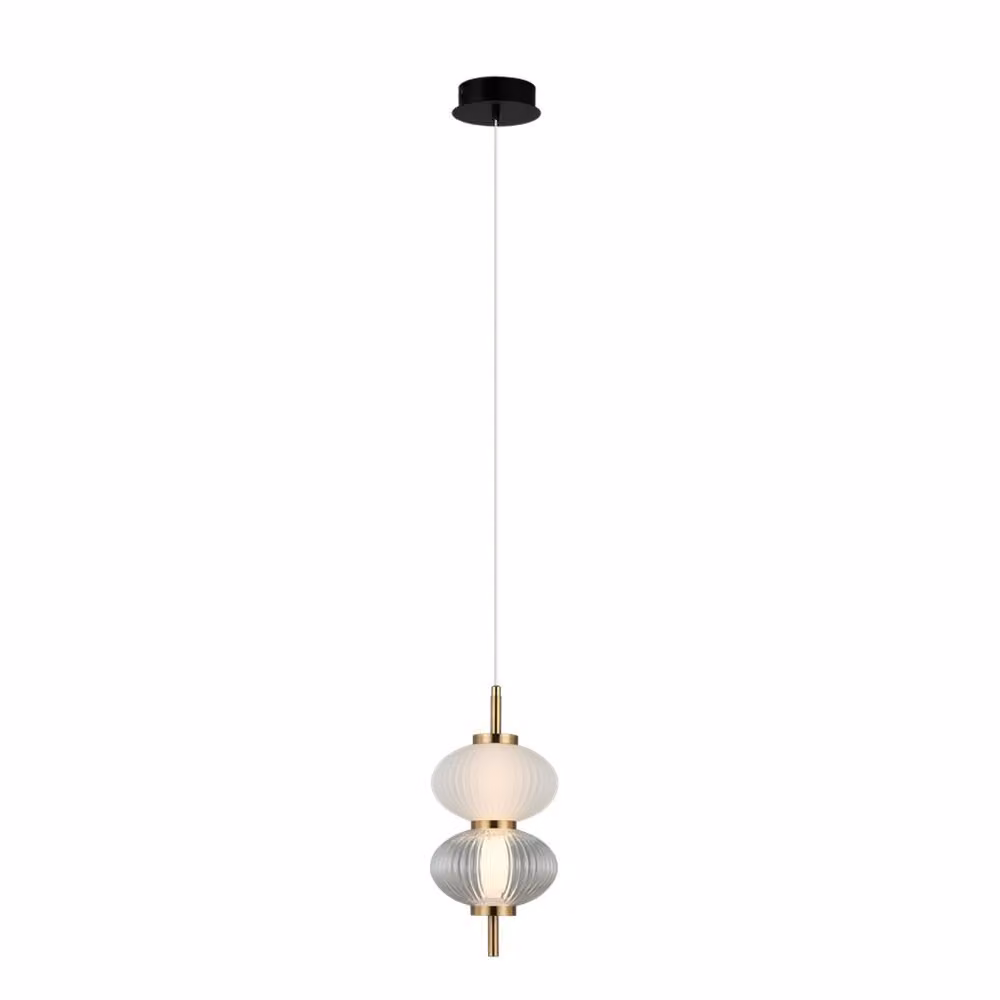 Lampada a sospensione decorativa per il soggiorno con paralume verticale in vetro colore caldo LED 8W TESTA Italux