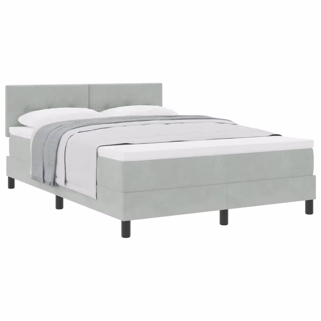 Letto matrimoniale moderno vidaXL in velluto grigio con testiera, L/P/H: 193 x 143 x 28 cm (140 x 190 cm) – 2