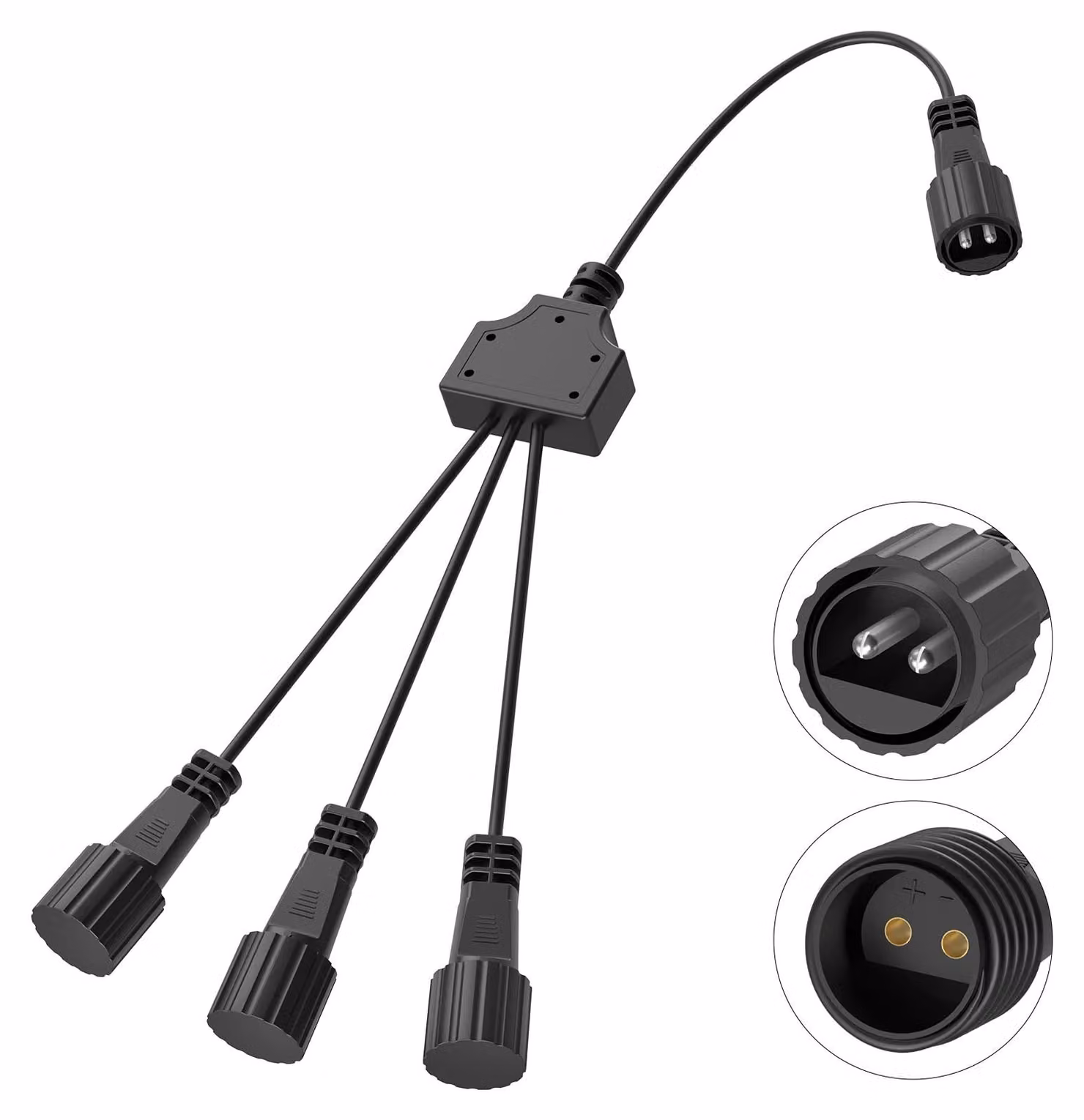 Divisore di luce 1:3, con 2 pin, grado di protezione IP65, impermeabile, per catene luminose G40, colore nero