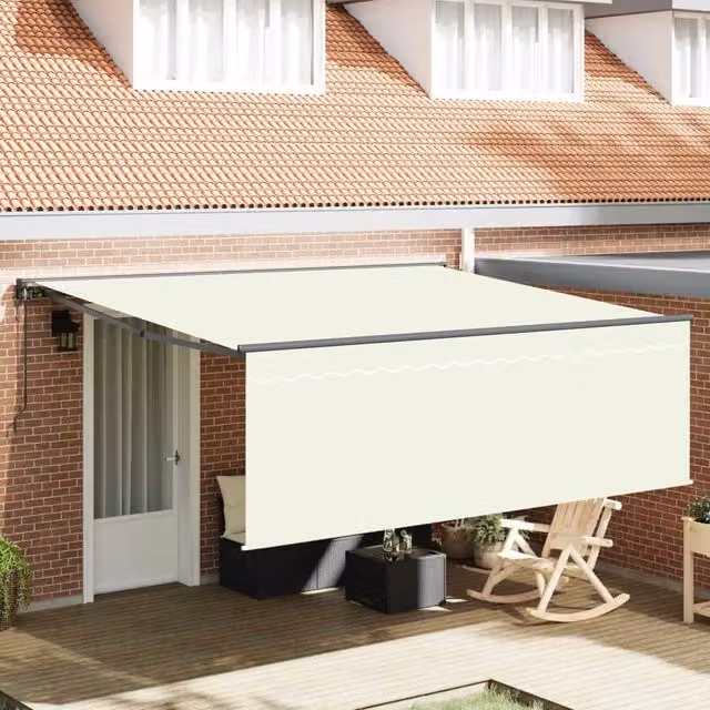 Tenda retrattile Crema 400 × 300 cm Poliestere e Alluminio 3330494