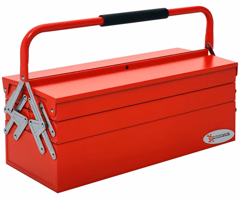 Cassetta portautensili B20-079RD, valigetta portautensili, 5 scomparti, acciaio, rosso, 56 x 20 x 41 cm