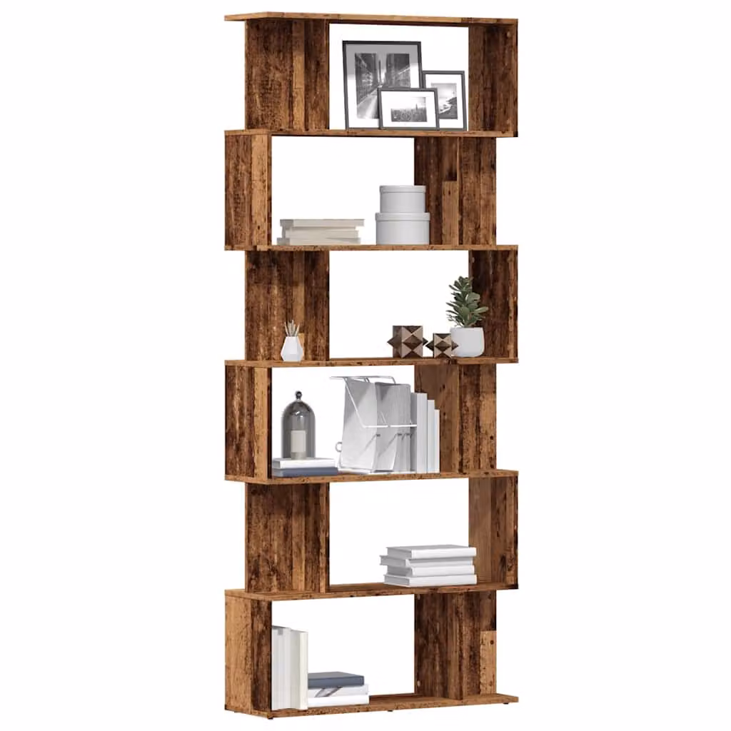 Libreria vidaXL in legno multistrato e MDF color marrone stile classico L: 80 cm, P: 24 cm, H: 192 cm