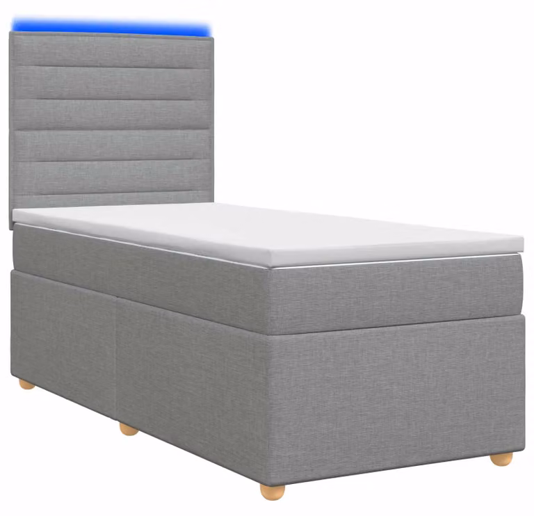 Letto a molle con materasso grigio chiaro 80 x 200 cm in tessuto