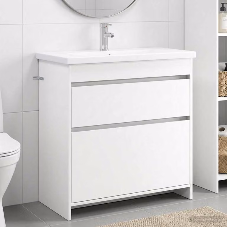 Mobile lavabo per bagno vidaXL bianco con cassetti e ante, design minimalista, L 81 x P 40 x H 84,5 cm