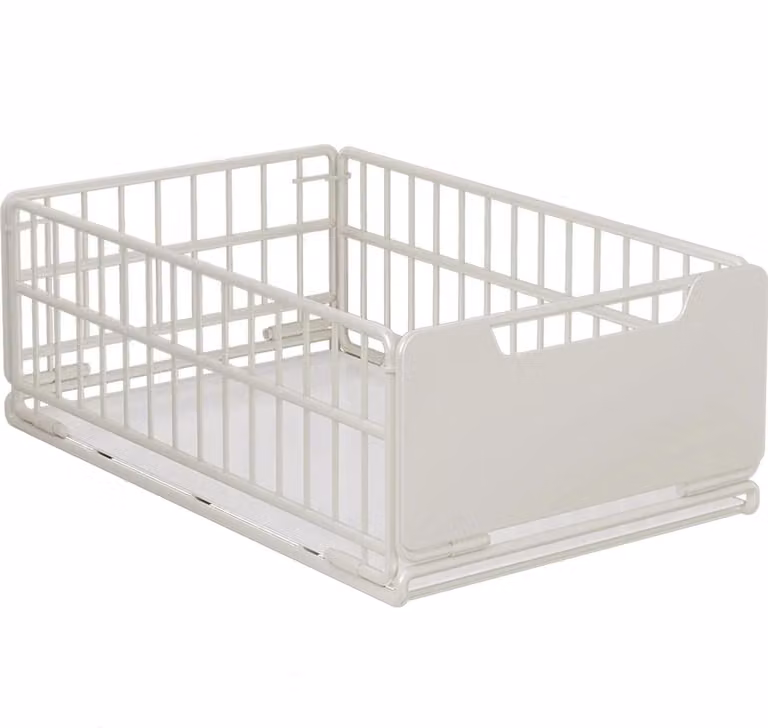 Organizer per armadi - Cestello estraibile per armadi - Metallo - XL - Per cucina e bagno - Bianco