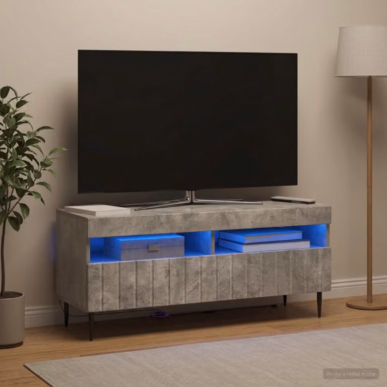 Mobile TV LED vidaXL ZWOLLE Grigio con illuminazione integrata L 100 cm, P 35 cm, H 43 cm