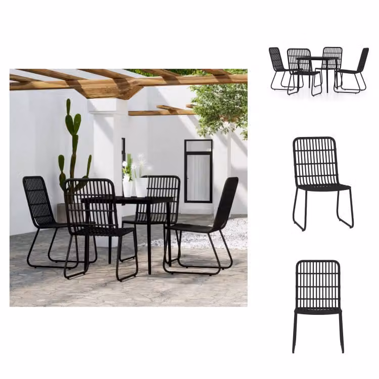 vidaXL Set da pranzo da giardino 5 pezzi nero - Set di mobili da giardino