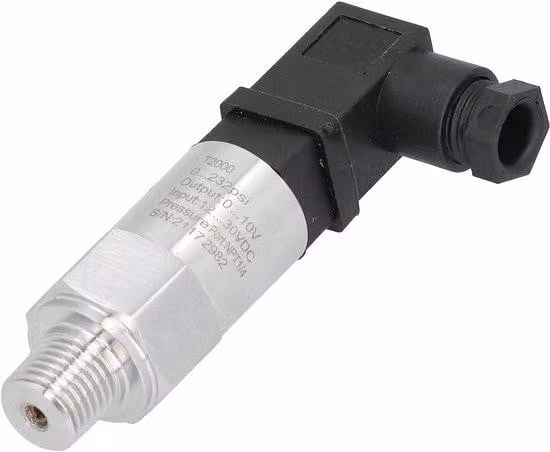 Sensore di pressione in acciaio inossidabile, portata 0-232 PSI, con attacco NPT 1/4, uscita 0-10V. Adatto a diverse applicazioni