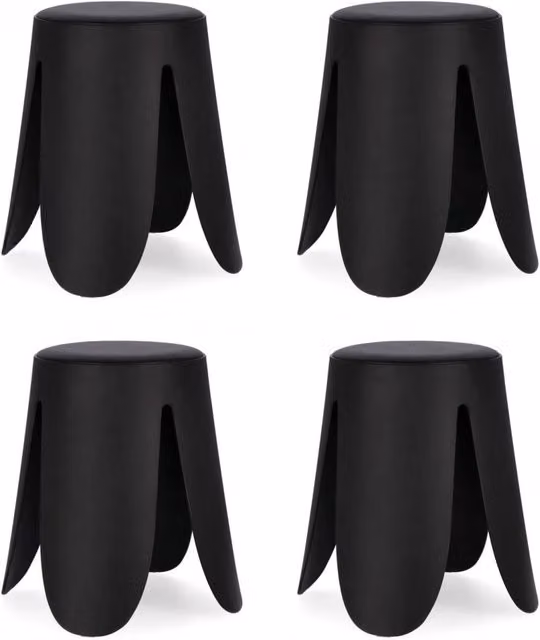Set di 4 sgabelli Imogen GIORDANOSHOP in similpelle nero, diametro: 37 cm, altezza: 47 cm – 1