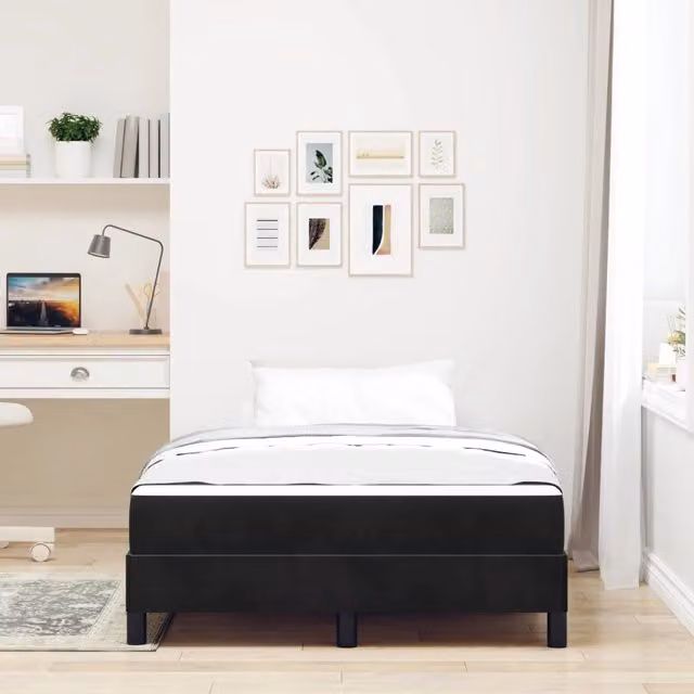 Letto a molle con materasso-Struttura Letto con Materasso Nero 120 x 190 cm Tessuto 283952