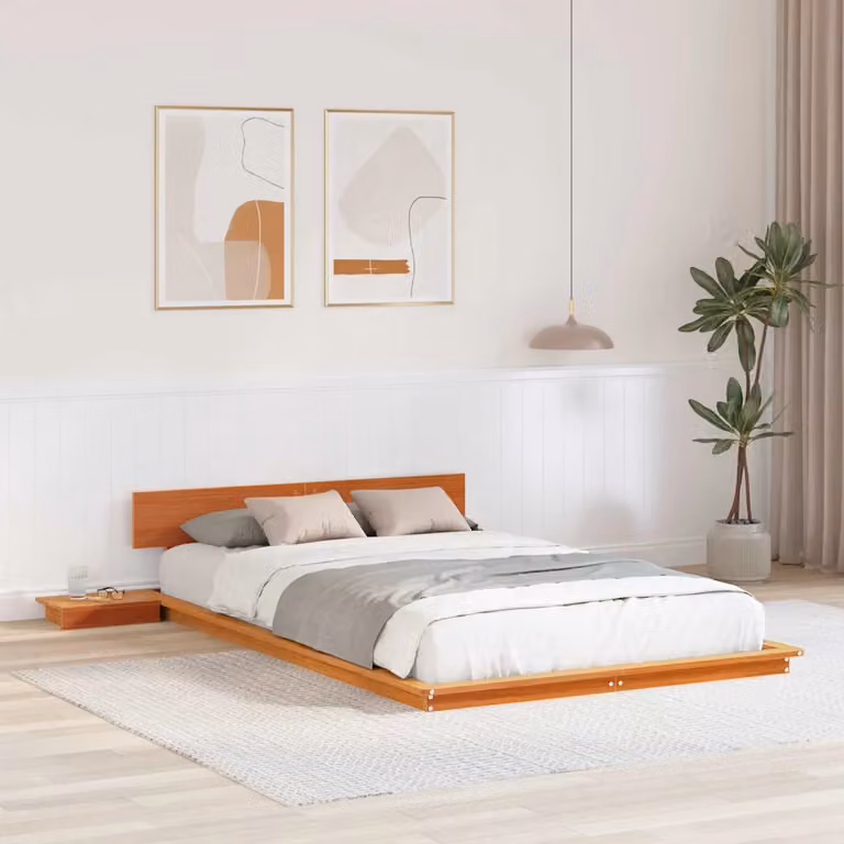 Struttura del letto moderna vidaXL in legno di pino marrone L: 120 cm, P: 190 cm
