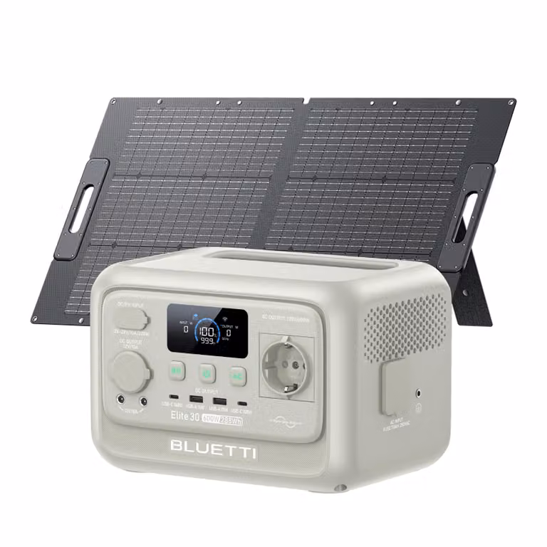 Elite 30 V2: stazione di ricarica portatile con pannello solare da 100 W, generatore solare LiFePO4 da 288 Wh, uscita CA da 600 W, perfetta per il campeggio, i viaggi e il camper