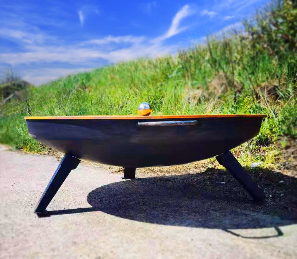 KÖHKO® Braciere Ø 79 cm con coperchio Ø 80 cm | Gambe con rivestimento antiruggine, pieghevoli e rimovibili