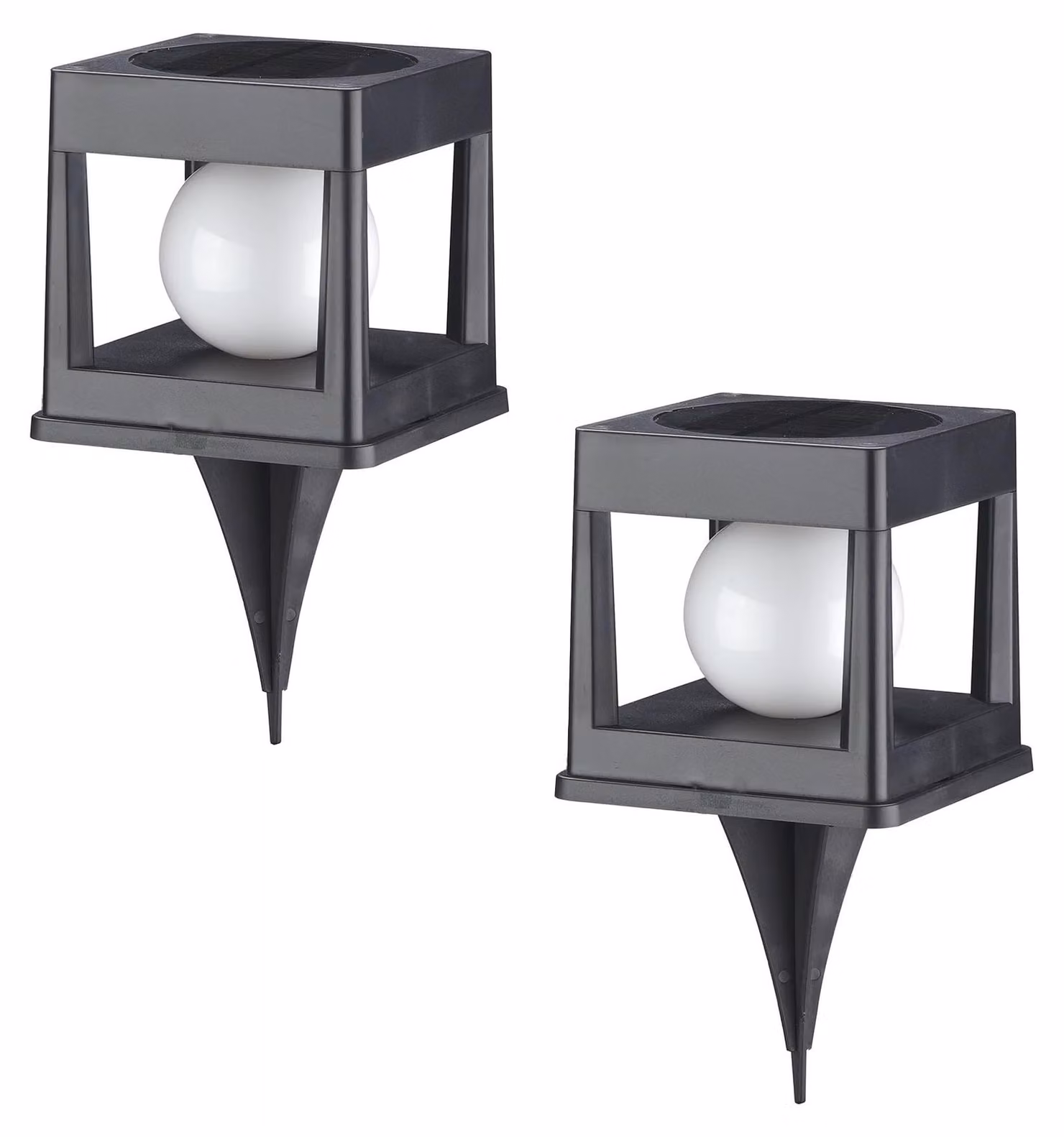 Set di 2 lampade solari, luce bianco caldo, altezza 21,5 cm, materiale: plastica/acciaio inossidabile