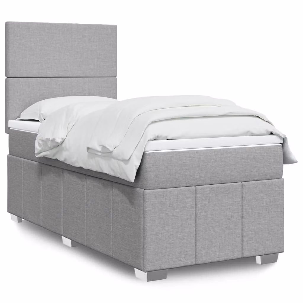 vidaXL Letto Ibrido con Materasso a Molle Insacchettate Grigio e Bianco L/P/H: 90 x 200 cm