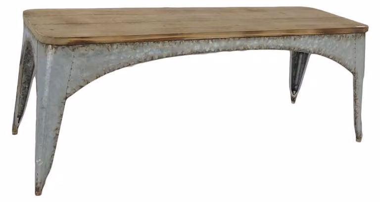 Tavolino laterale rettangolare in metallo, colore marrone, dimensioni 117x36,5x44,5 cm