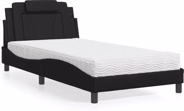 Letto Viana vidaXL con Materasso in Similpelle Nero e Bianco, L/P/H: 100 x 200 cm