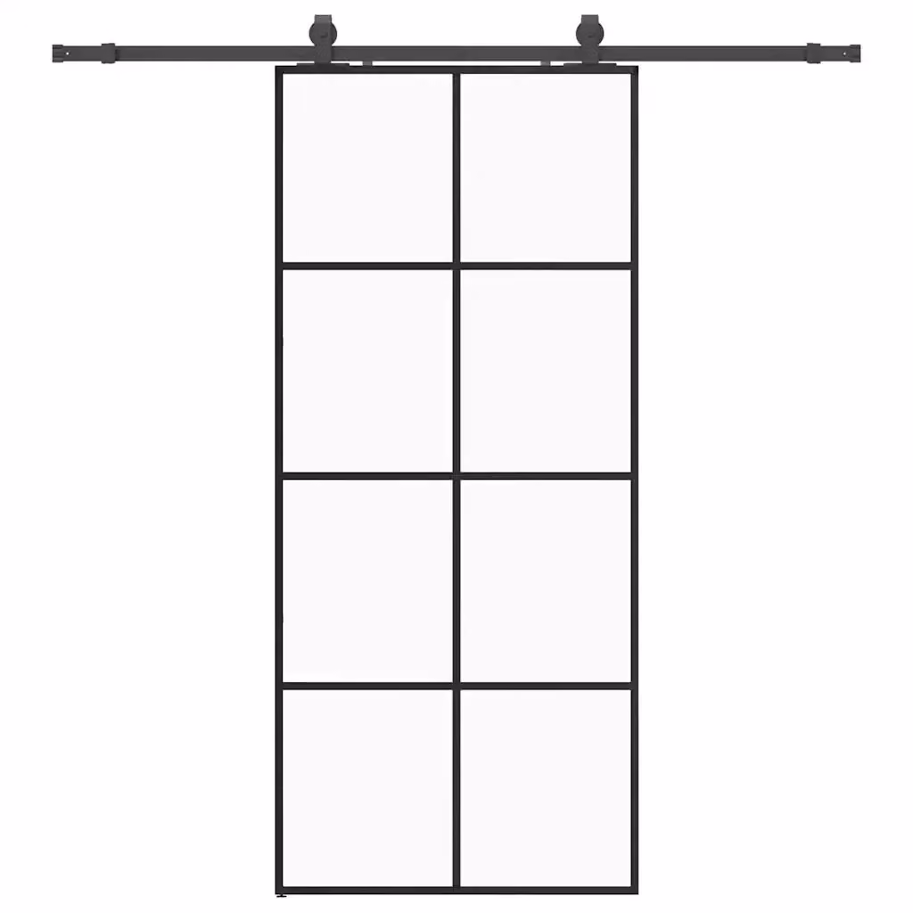 Porta Scorrevole Moderna VIDAXL in Vetro Trasparente con Telaio in Alluminio e Ferramenta Nera L: 90 cm, H: 205 cm – 2