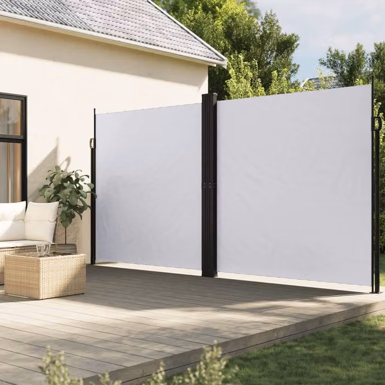 Tenda da Sole Laterale Retrattile vidaXL in Poliestere e Acciaio, Bianca, L: 1000 cm, H: 200 cm