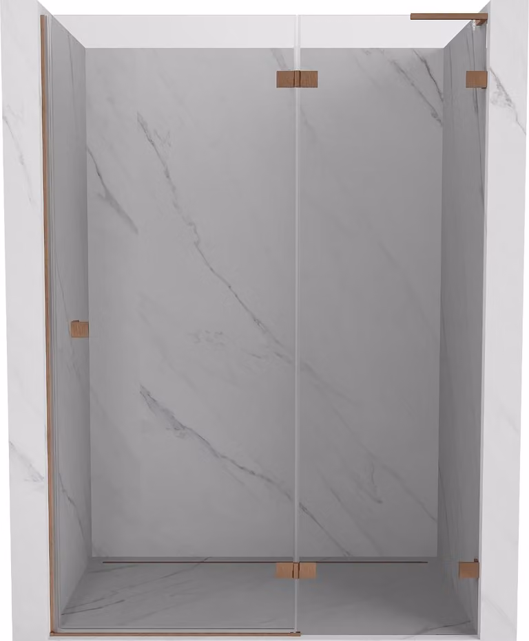 Mexen Lunar L porta doccia a battente destra 140 cm, trasparente, rame spazzolato - 834L-140-000-65-00-P