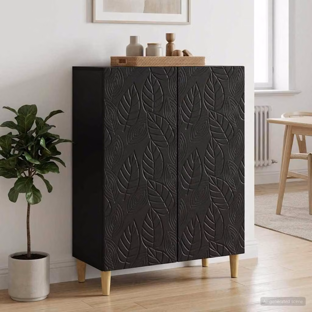 Credenza moderna vidaXL in legno MDF nero L: 66 cm, P: 34,5 cm, H: 90 cm