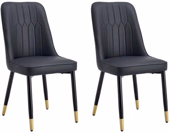 Set di due sedie da pranzo - Stile moderno - Cuscini in ecopelle - Gambe in metallo - Adatte per sala da pranzo, cucina e camera da letto - Colori: oro, nero