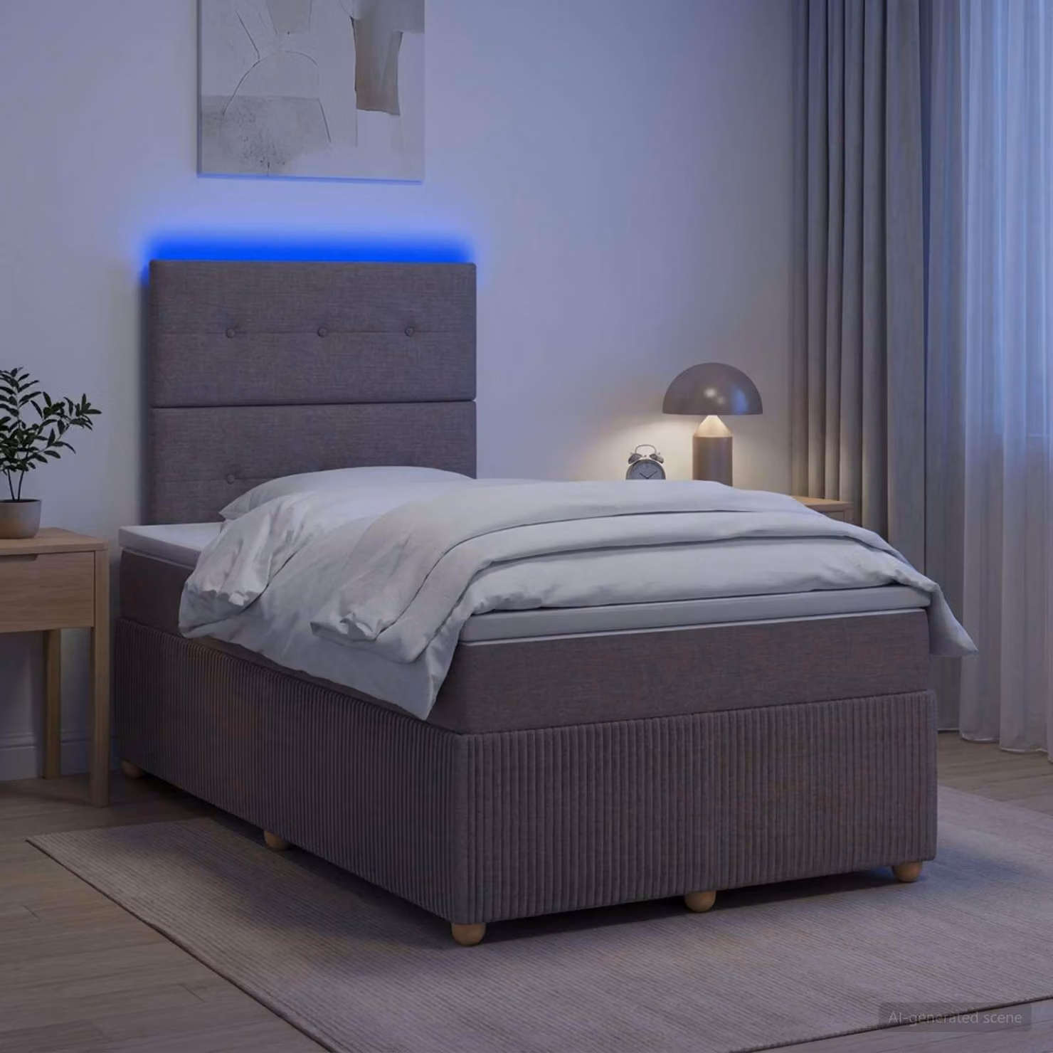 Maison Exclusive - Letto boxspring a LED con materasso color taupe 120 x 200 cm in tessuto