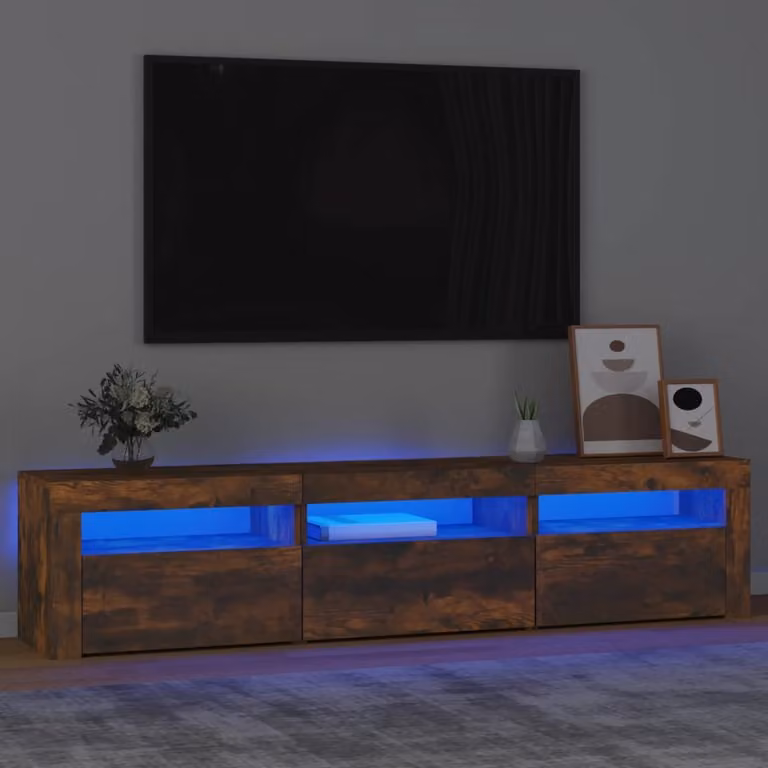 vidaXL Mobile Porta TV Moderno con Luci LED Integrate in Rovere Fumo, L 180 x P 35 x H 40 cm