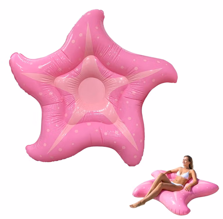 Materassino gonfiabile per piscina, per adulti, 140 cm, a forma di stella marina, rosa