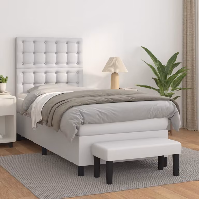 Maison Exclusive - Letto boxspring con materasso bianco 90x200 cm in ecopelle