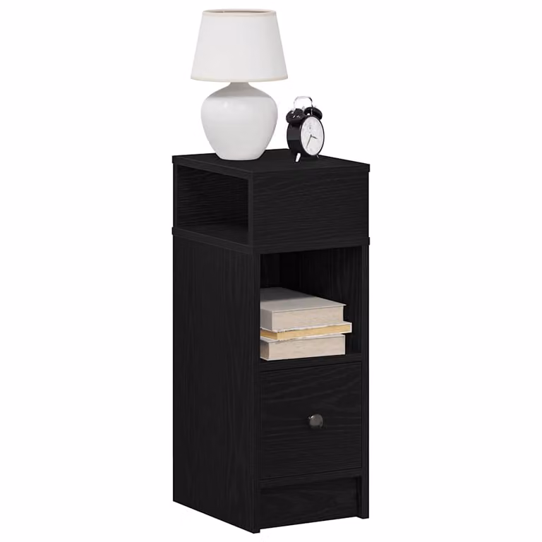 Set di 2 comodini vidaXL con cassetto neri opachi, design moderno da appendere al muro, L 25 cm x P 31 cm x H 66 cm