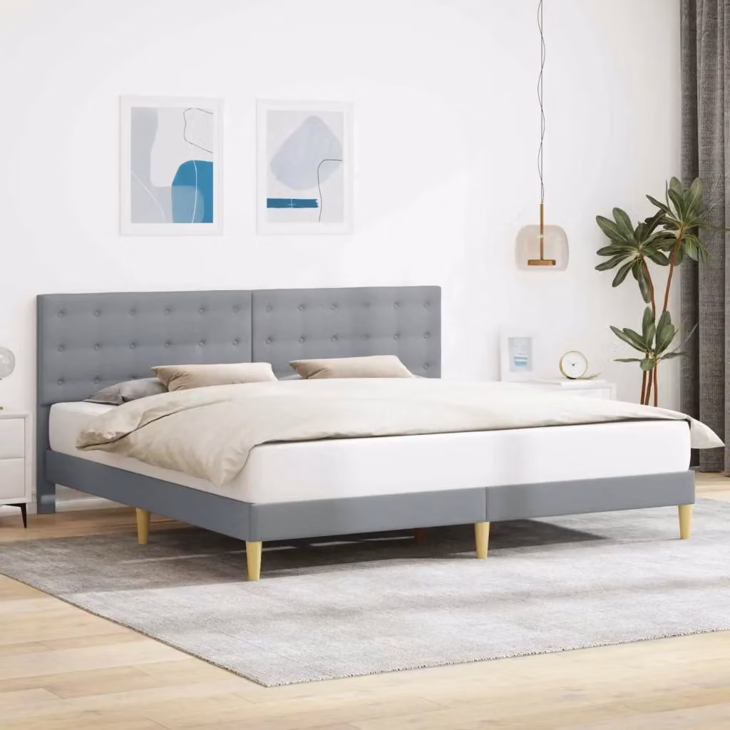 Letto matrimoniale Design In in tessuto grigio con struttura in legno con L: 200 cm, P: 200 cm, H: 280 cm – 2