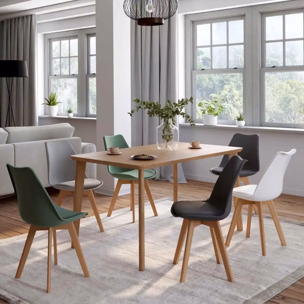Set di 6 sedie in stile scandinavo SARA IDMarket multicolore (grigio chiaro, bianco, grigio scuro e verde) – 2