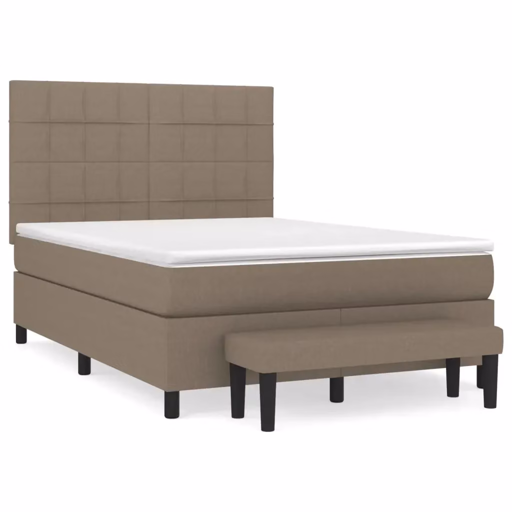 vidaXL Letto Ibrido con Giroletto a Molle e Materasso in Tessuto Beige e Bianco L/P/H: 140 x 200 x 128 cm – 2
