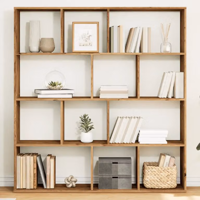 Libreria artigianale vidaXL in legno multistrato e MDF color marrone per soggiorno L: 132 cm, P: 29 cm, H: 141,5 cm