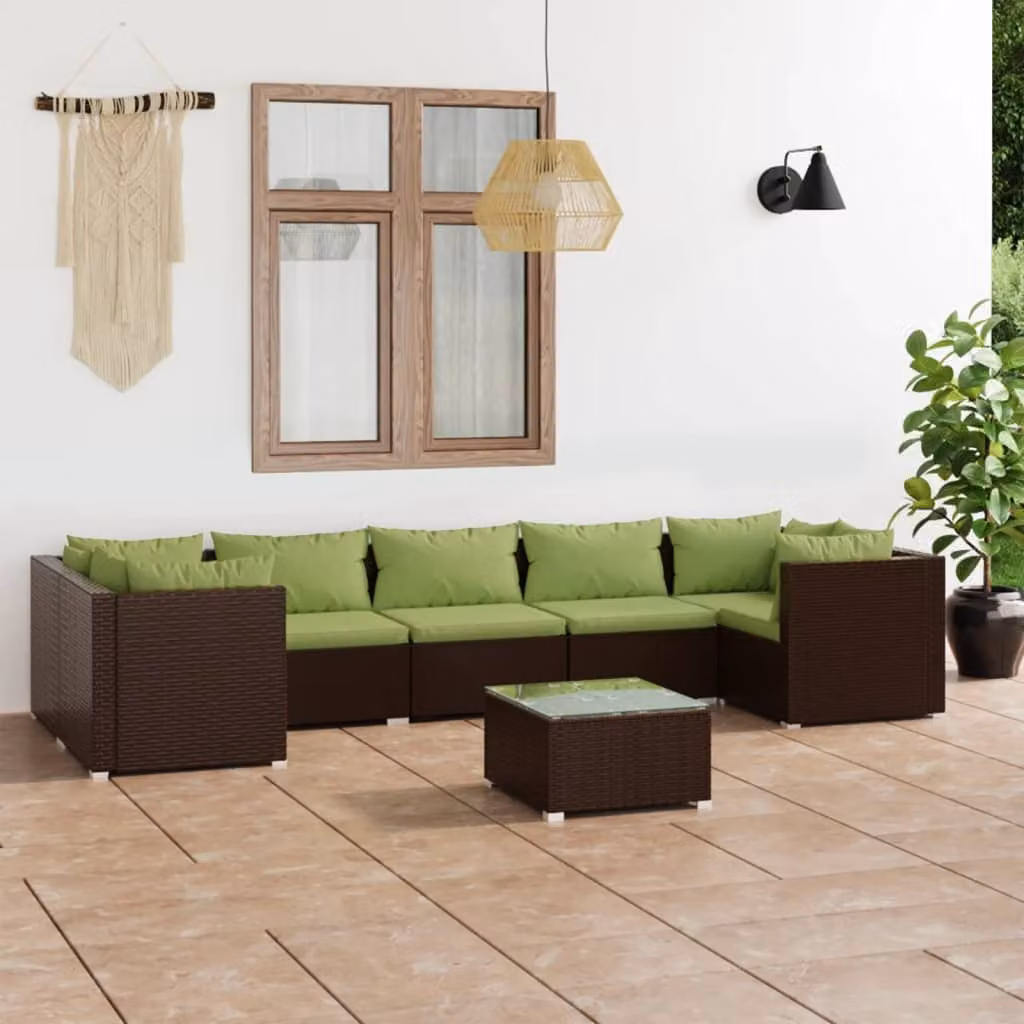 Maison Exclusive - Set da giardino 8 pezzi con cuscini in polyrattan marrone