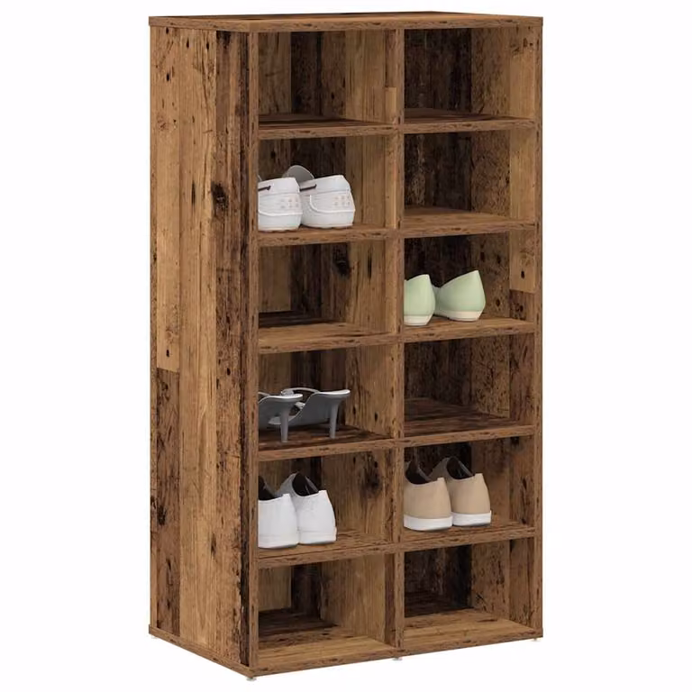 Scarpiera vidaXL in stile rustico marrone con ripiani in MDF, L: 54 cm, P: 34 cm, H: 100,5 cm