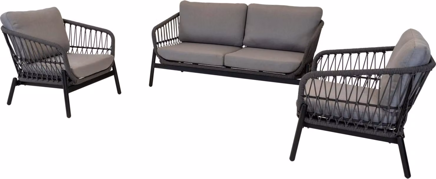 Set da salotto - Pietra - Alluminio - Corda grigio scuro - 2 pezzi