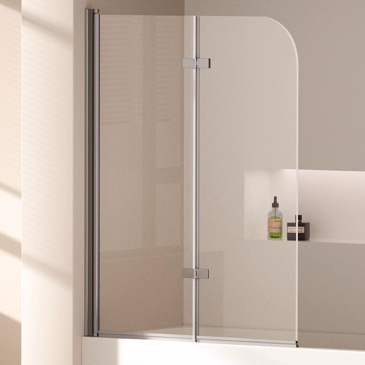Schermo pieghevole per box doccia EMKE 110 x 140 cm vetro di sicurezza ESG nano-rivestito schermo doccia a doppia porta pieghevole in vetro per vasche da bagno