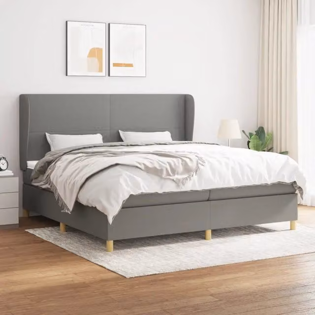 Giroletto a Molle con Materasso Grigio Scuro 200x200 cm Tessuto 3128390