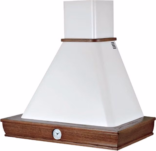 Cappa cucina rustica bianca FOSCA con cornice in legno comprensivo di orologio cm 90