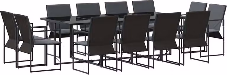 Set da Pranzo per Giardino 13 pcs Nero Acciaio