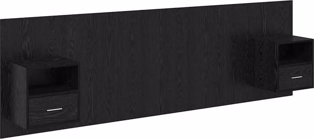 Testiera | Testata con Comodino 3 pcs Rovere Nero Legno multistrato