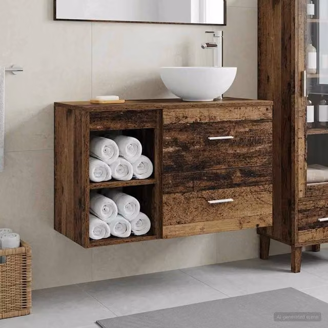 Set di mobili per il bagno 2 pz Legno antico 3403870